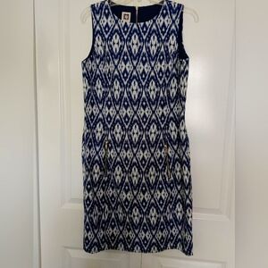 Dress - Navy and white geometric design. Anne Klein. Size 10